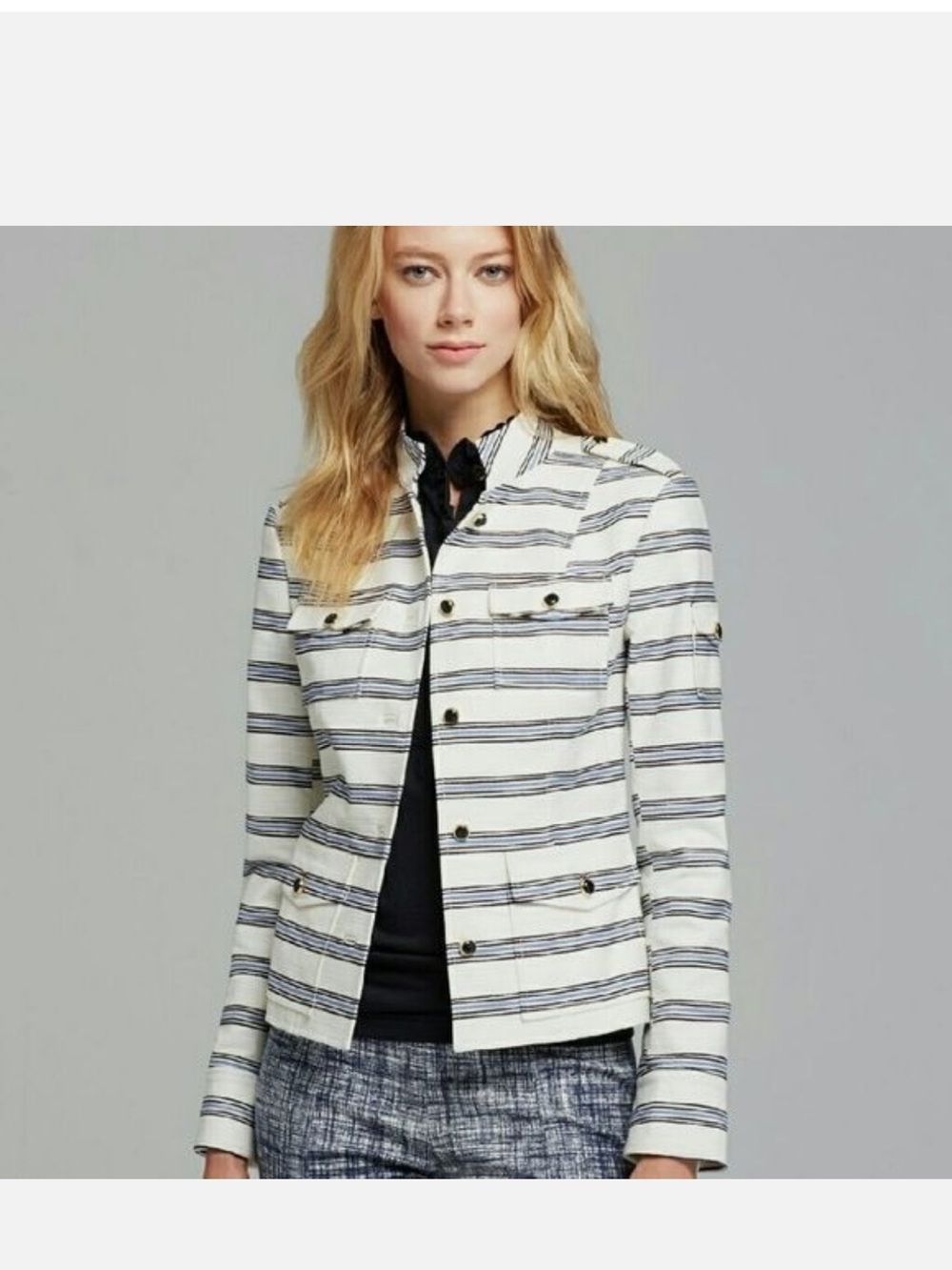 Tory Burch Sgt Pepper Jacket. Ivory with nautical stripes. Size 4. EUC